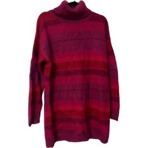 Abercrombie & Fitch Red and Pink Striped Turtleneck Sweater